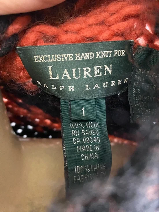 Vintage Ralph Lauren Wool Poncho Cape Southwestern Aztec Hand Knit Fringe . - Picture 4 of 10